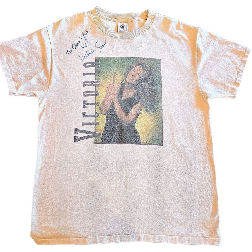 Vtg 1995 Delta Victoria Shaw In Full View Signed T Shirt L USA Single Stitch